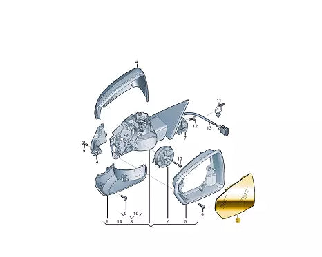 NEW AUDI A1 SPORTBACK GBA FRONT RIGHT DOOR MIRROR GLASS 2G0857522E LHD