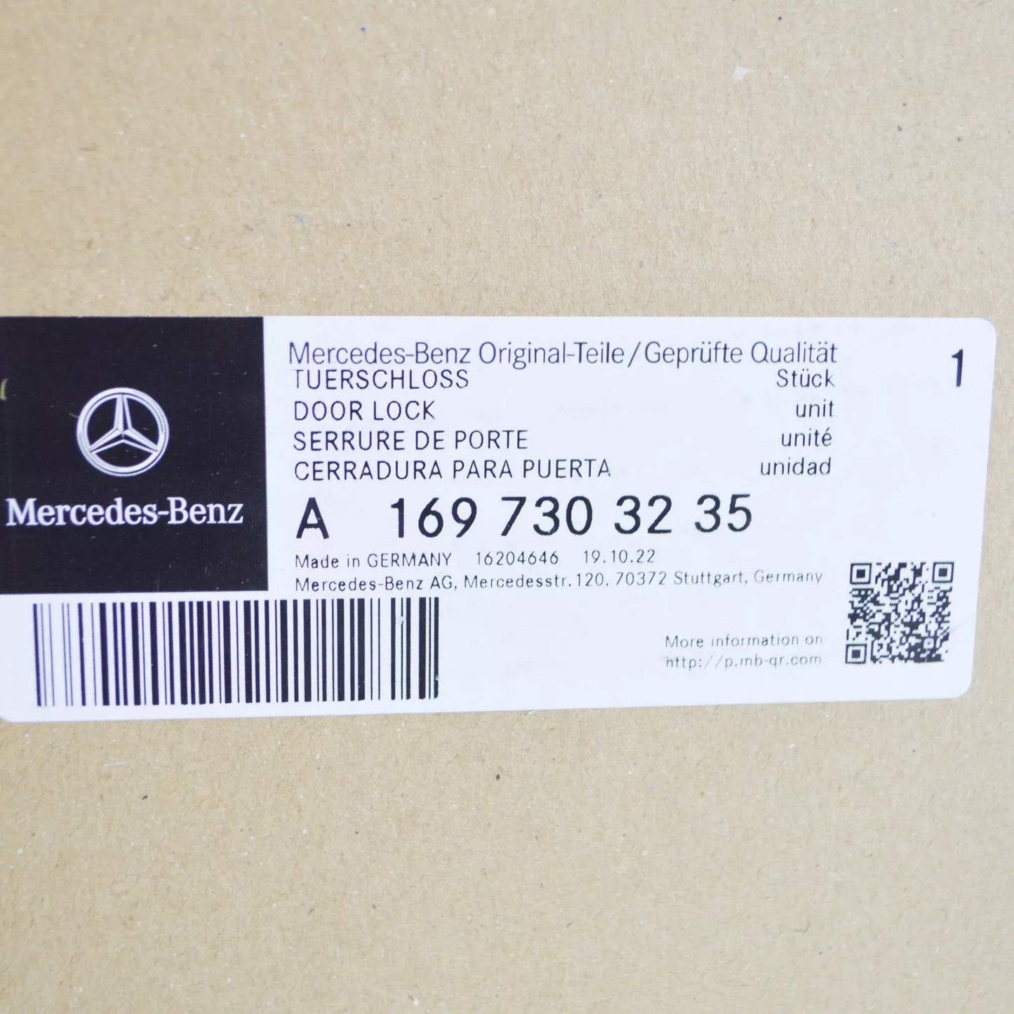 NEW MERCEDES-BENZ B W245 REAR RIGHT DOOR LOCK A1697303235 ORIGINAL