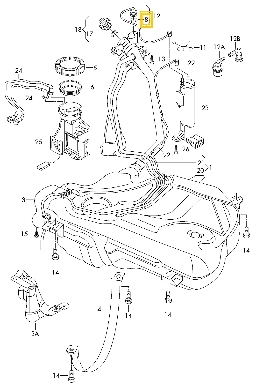 NEW AUDI A1 A3 S3 DIESEL FUEL TANK CAP WITH RETAINER 1K0201550AR