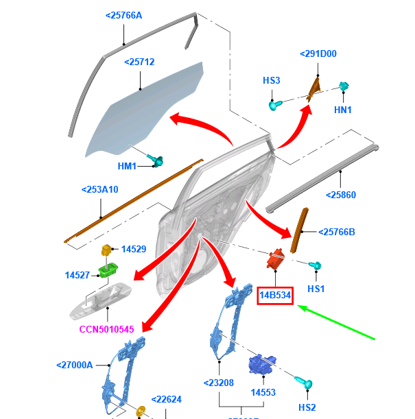 new ford fiesta mk6 rear door control module unit cv1t-14b532-bj 2037680