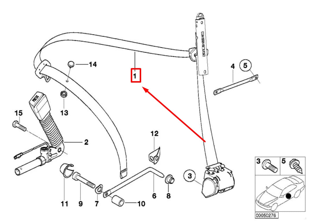 NEW BMW 3 E46 FRONT LEFT UPPER SEATBELT 72117009859 7009859 ORIGINAL