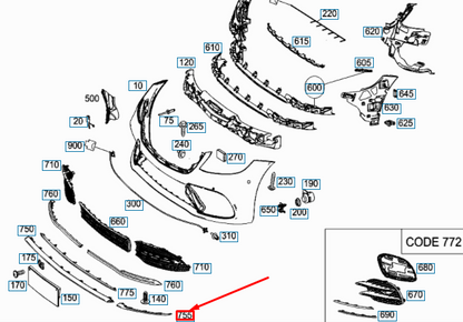 NEW MERCEDES-BENZ S W222 FRONT BUMPER LEFT ORNAMENTAL TRIM A2228857700 ORIGINAL