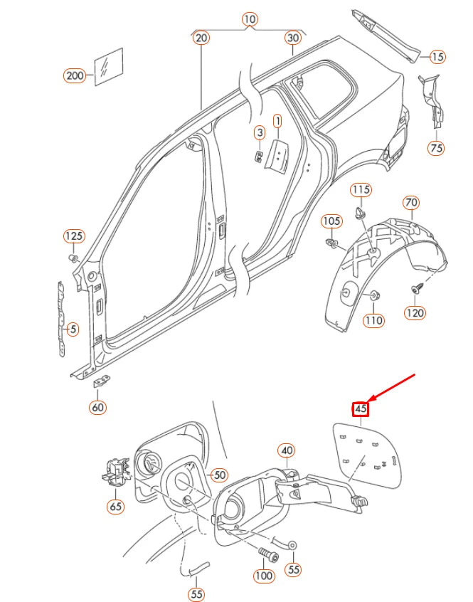 NEW VOLKSWAGEN TOUAREG 7P FUEL FILLER FLAP 7P6809909A ORIGINAL