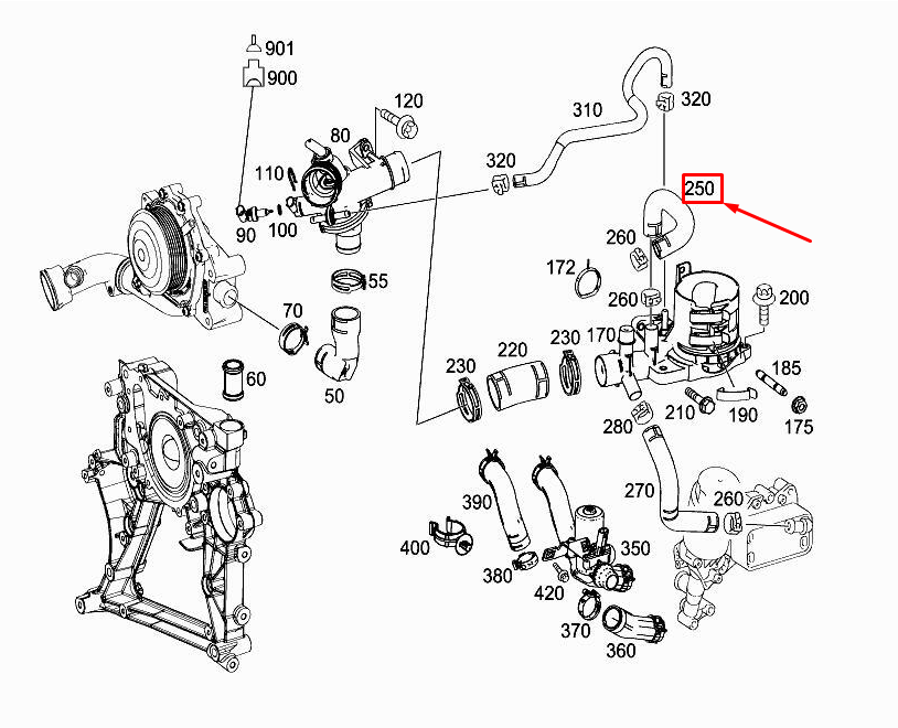 NEW MERCEDES-BENZ GLC COUPE C253 ENGINE COOLANT HOSE A6512006901 ORIGINAL