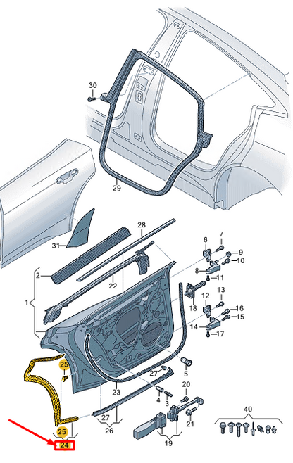 new audi e-tron gt rear right door shell seal rubber 4j3839776 original