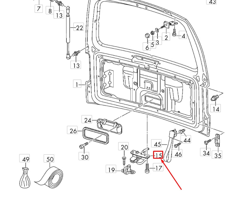 NEW VOLKSWAGEN CADDY 2K REAR LID LOCK WITH MICROSWITCH 2K5827505G