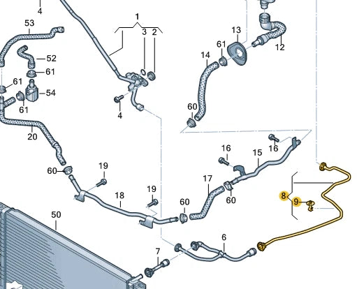 NEW AUDI A4 AVANT B9 ENGINE OWERFLOW COOLANT BREATHER LINE 8W0121081DA ORIGINAL
