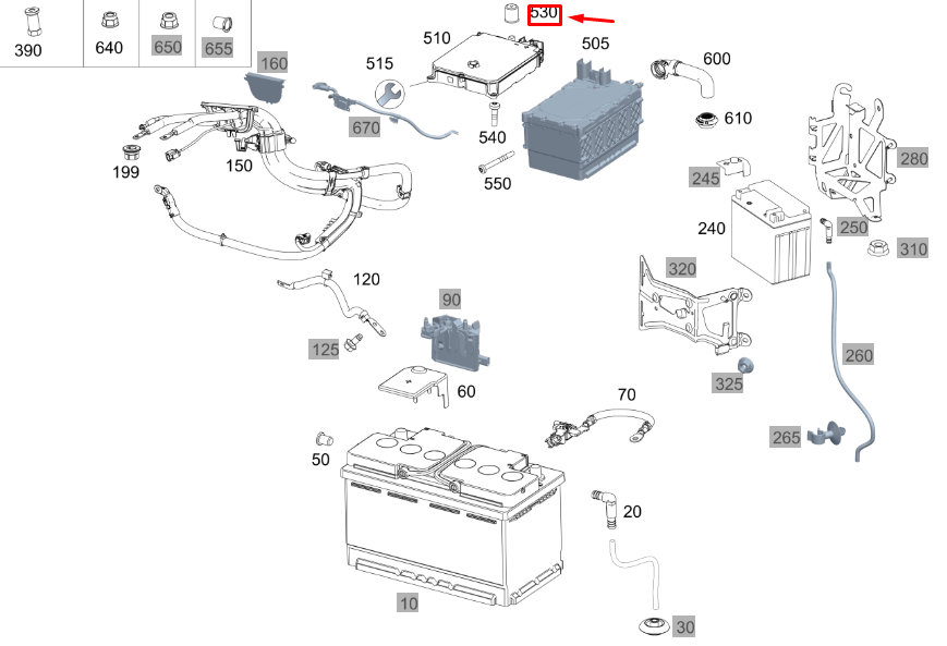 new mb gle w167 starter battery front connector protect. cap a0005467235