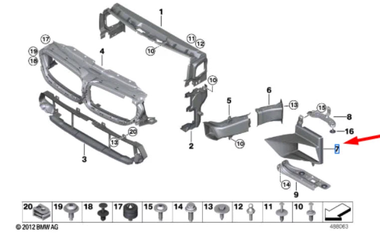 NEW BMW M5 F90 LEFT RADIATOR AIR DUCT 51748080573 ORIGINAL