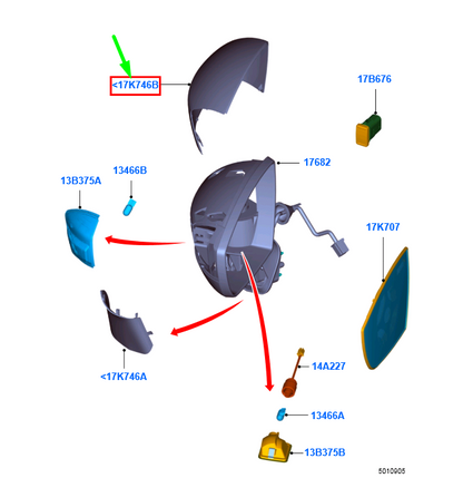 new ford kuga mk1 c394 front left door mirror cover 1534587 original