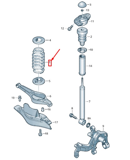 new audi a3 sportback 8p rear coil spring 8p0511115bk original