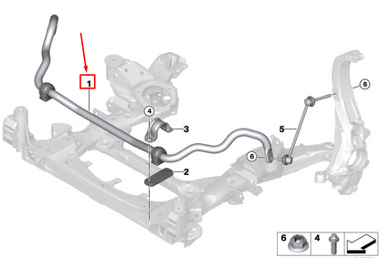 new bmw x5 g05 m50dx front anti roll bar 31306870666 original