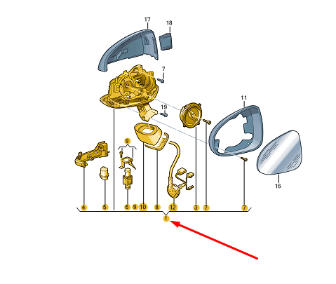 new vw touareg 7p mk2 front left side wing mirror lhd 7p6857507at9b9 original