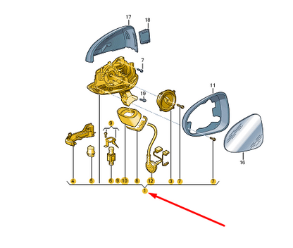 new vw touareg 7p mk2 front left side wing mirror lhd 7p6857507at9b9 original