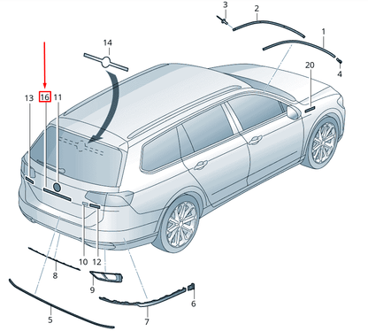 NEW VW PASSAT B8 3G BOOTLID BADGE 3G9853687C2ZZ ORIGINAL