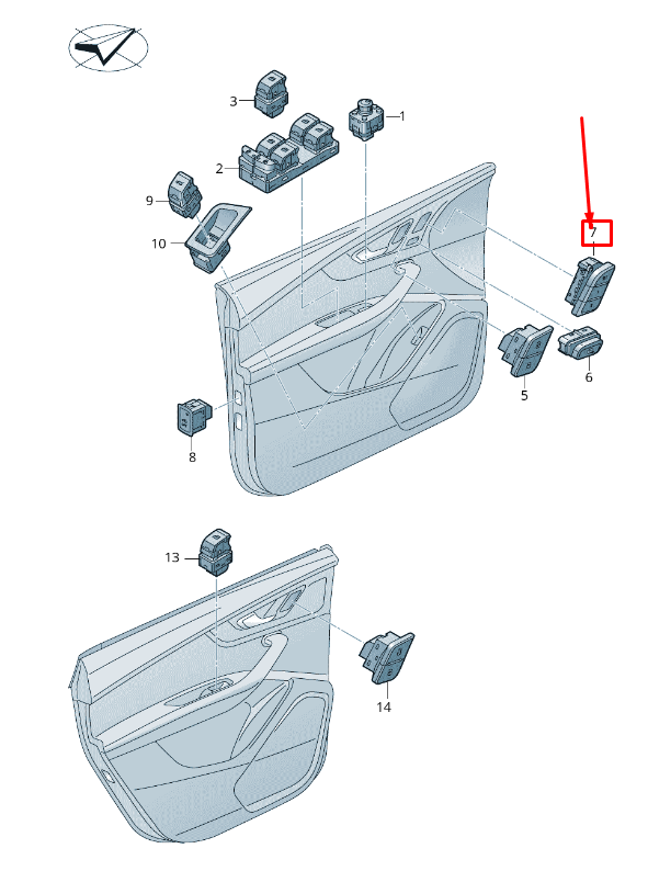 new audi a4 b9 front right seat control memory switch rhd 8w09597705pr original