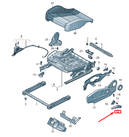 NEW AUDI A6 4A C8 FRONT LEFT SEAT HEIGHT ADJUST HANDLE 8W0881253DS2 ORIGINAL