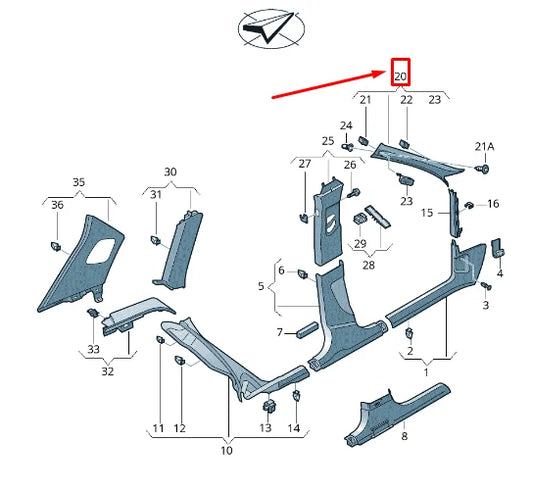 NEW AUDI RSQ3 8U LEFT UPPER A-PILLAR TRIM 8U0867233DSQ9