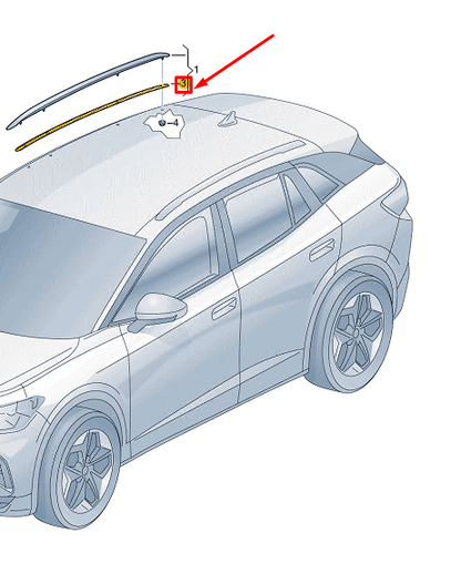 new vw id.4 e21 roof luggage carrier side rail gasket 11a860024 original