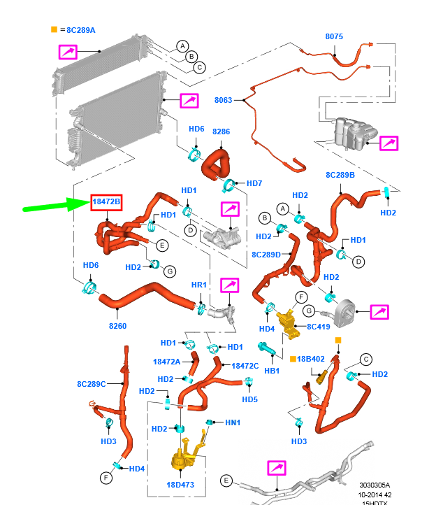 new ford mondeo mk5 heater water hose 1928094 fg93-18d359-ba original