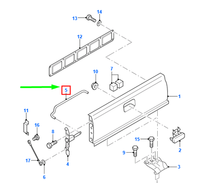 new ford ranger mk2 tailgate rod xm34-j431b76-ab 4106842 original