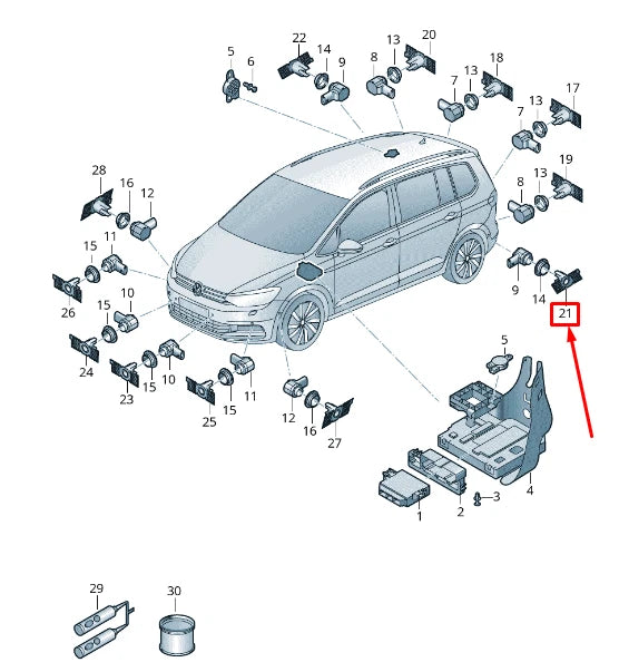 NEW VW TOURAN 5T REAR LEFT PARKING SENSOR BRACKET 5TA919397GRU