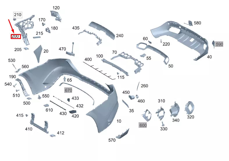 NEW MERCEDES-BENZ GLE W167 REAR RIGHT BUMPER MOUNTING RAIL A1678802007 ORIGINAL