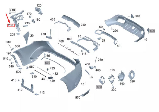 NEW MERCEDES-BENZ GLE W167 REAR RIGHT BUMPER MOUNTING RAIL A1678802007 ORIGINAL