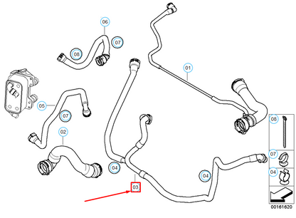 new bmw 5 e60 engine coolant hose 17127560971 7560971 original