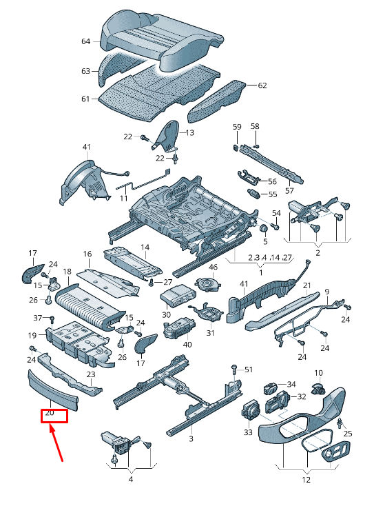 NEW AUDI E-TRON GEN FRONT LEFT SEAT CENTER TRIM 4K0881793A4PK ORIGINAL