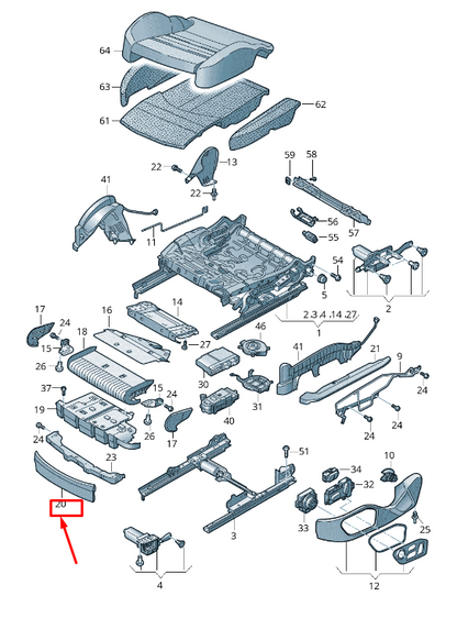 NEW AUDI E-TRON GEN FRONT LEFT SEAT CENTER TRIM 4K0881793A4PK ORIGINAL