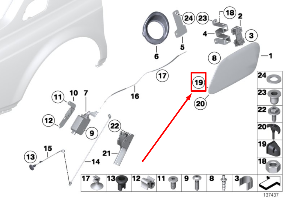new bmw 3 e46 fuel tank door gas cap hold clip mount 51171928699 1928699