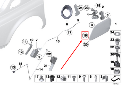 new bmw 3 e46 fuel tank door gas cap hold clip mount 51171928699 1928699