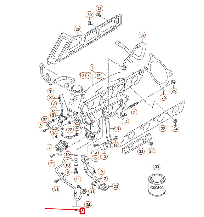 NEW AUDI A4 B8 FEED OIL PIPE 06H145778B ORIGINAL