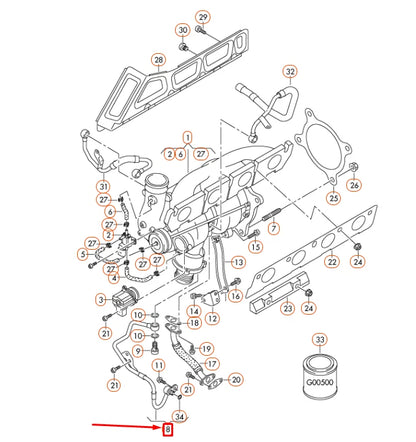 NEW AUDI A4 B8 FEED OIL PIPE 06H145778B ORIGINAL