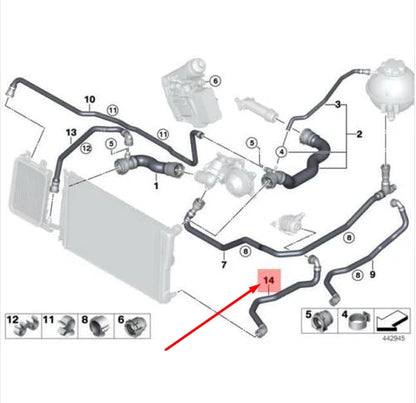 NEW BMW X3 F25 RADIATOR COOLANT PUMP HOSE 17128570040 8570040 ORIGINAL
