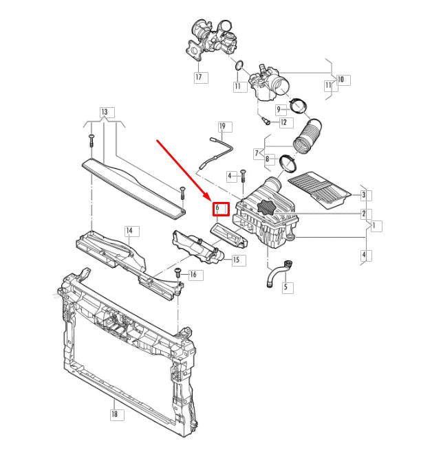 NEW VOLKSWAGEN JETTA A7 ENGINE AIR INTAKE AIR GUIDE 5QM129618C ORIGINAL