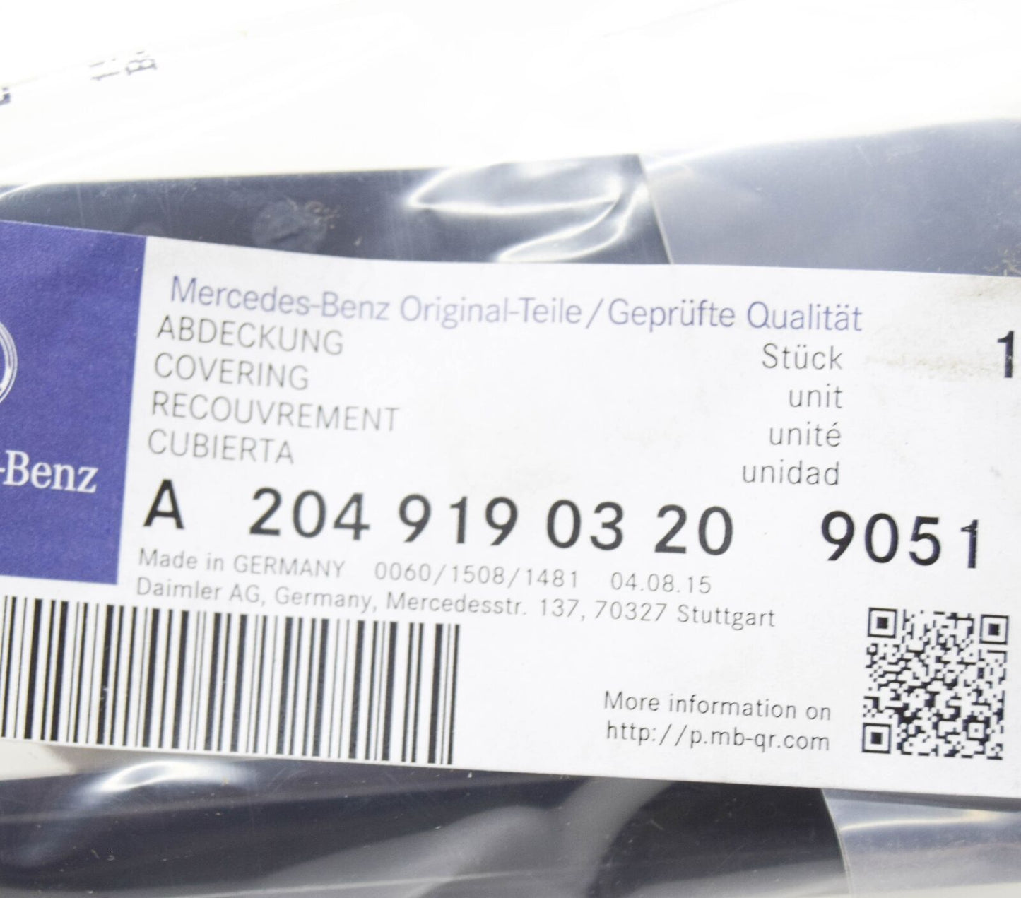 NEW MB C W204 FRONT LEFT SEAT REAR LEFT OUTER TRACK TRIM A20491903209051