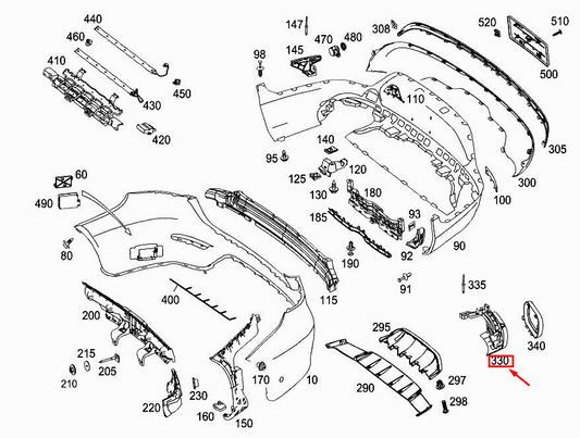 new mercedes-benz glc x253 rear left exhaust tailpipe trim a2538854100 original