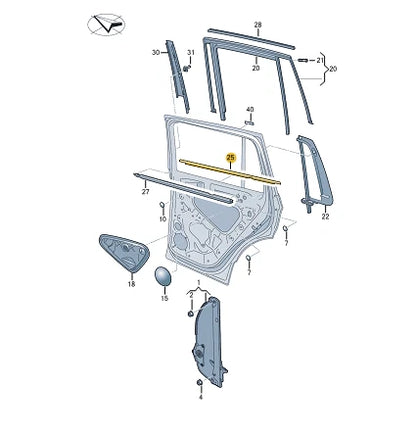 NEW VOLKSWAGEN TIGUAN AD1 REAR RIGHT DOOR WINDOW MOLDING 5NN839476AVNH