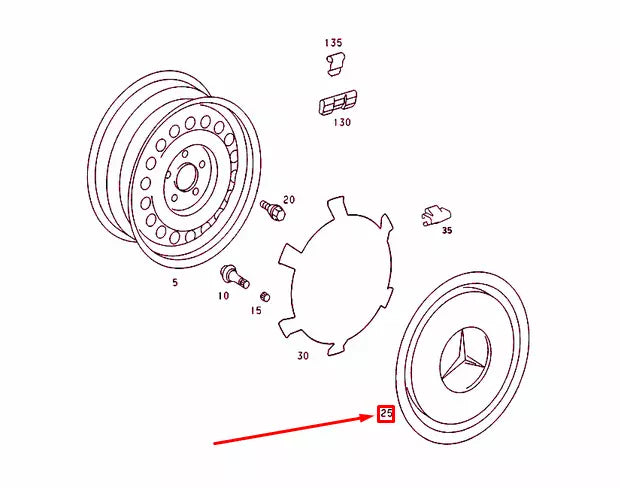 NEW MERCEDES-BENZ 190 W201 WHEEL HUB CAP A2014010224 ORIGINAL
