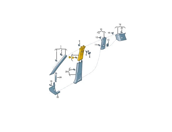 NEW VOLKSWAGEN ATLAS CA1 RIGHT SIDE UPPER B PILLAR TRIM 3CN867244AZA2