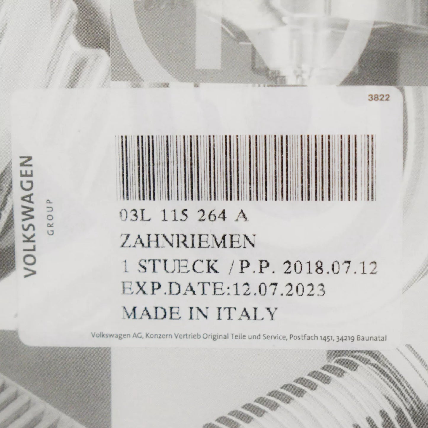 NEW AUDI A1 8X OIL PUMP BELT 03L115264A