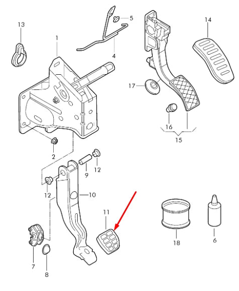 NEW VOLKSWAGEN AMAROK 2H BRAKE PEDAL COVER 6Q0723173B 9B9 6Q0723173B9B9 ORIGINAL