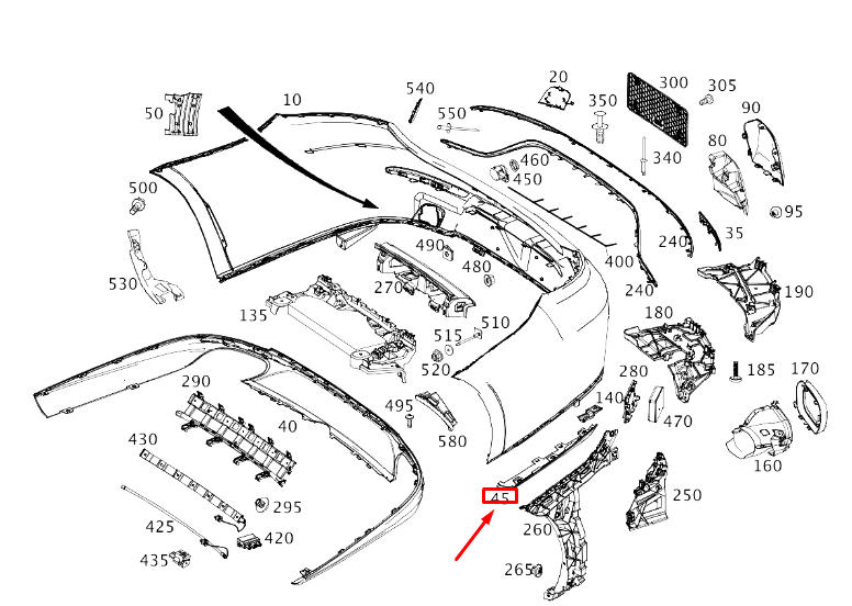 NEW MERCEDES-BENZ E C238 REAR BUMPER LEFT LOWER TRIM A2388859700 ORIGINAL
