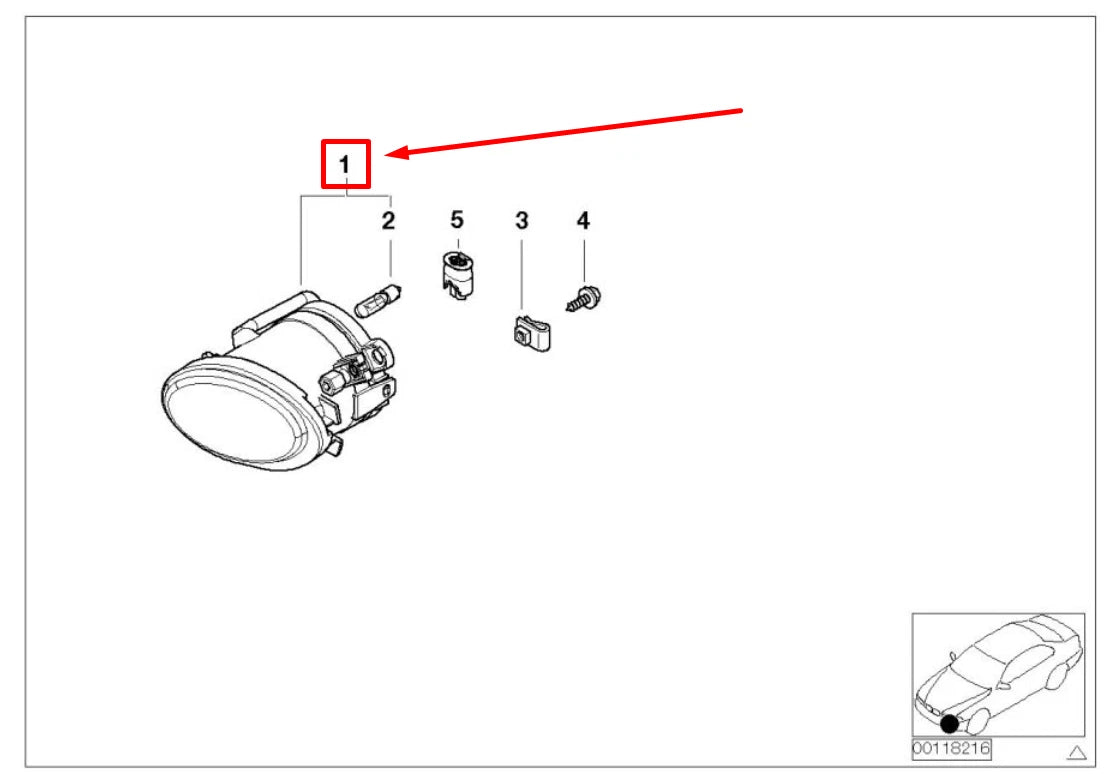 NEW BMW 3 E46 FRONT RIGHT FOG LIGHT 63172228614 2228614 ORIGINAL