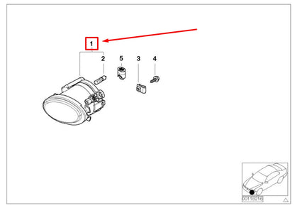 NEW BMW 3 E46 FRONT RIGHT FOG LIGHT 63172228614 2228614 ORIGINAL