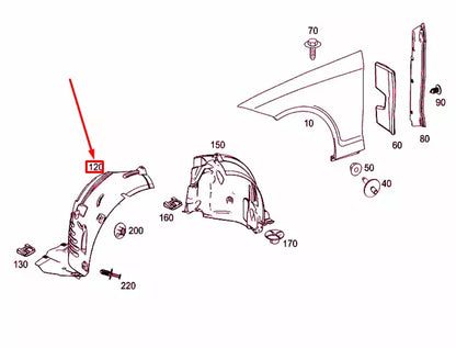 NEW MB CLS C218 FRONT LEFT FENDER WHEEL HOUSE COVERING A2186902530 ORIGINAL