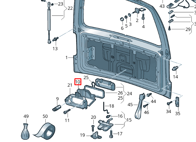 NEW VW CADDY 2K REAR BOOT LID TAILGATE HANDLE REINFORCEMENT 7E0827264B ORIGINAL