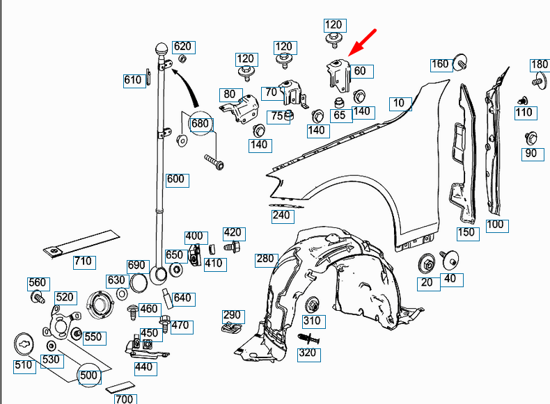new mercedes-benz s-class w222 front right fender bracket a2228800814 original